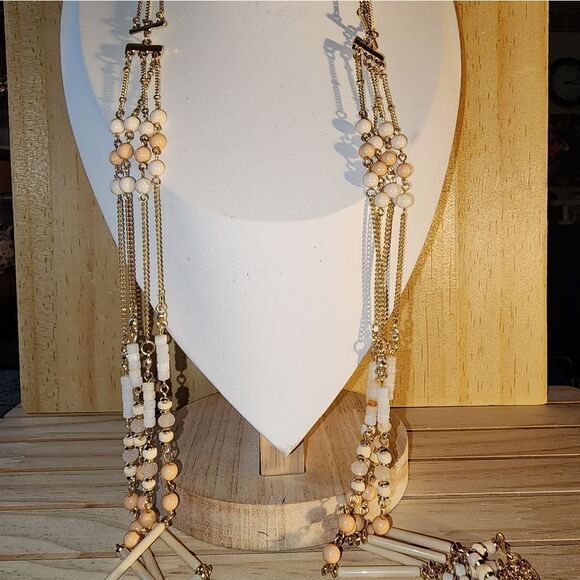 Talbots Goldtone Peach, Beige And Pink Beaded Necklace NWT 42" - Picture 11 of 11